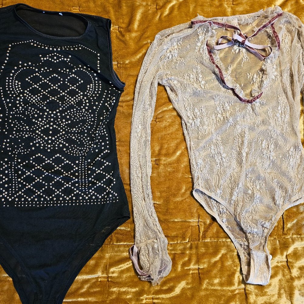 2 Large Sheer Bodysuits